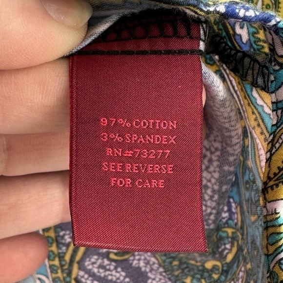 212 Collection Stretch Women’s Multicolor Paisley 3/4 Sleeve Button Down Size M - Picture 10 of 11